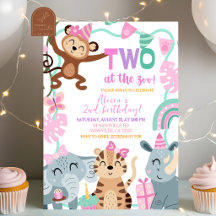 Convite de aniversário da MENINA DOIS no ZOO
