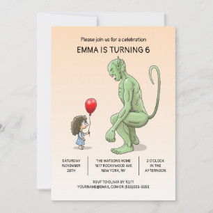 Convite de Aniversário da Menina e do Troll