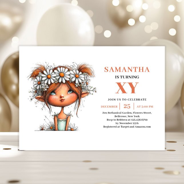 Convite de aniversário da menina fada caprichosa f (Whimsy Fairy Girl Birthday Floral Pastel invitation)