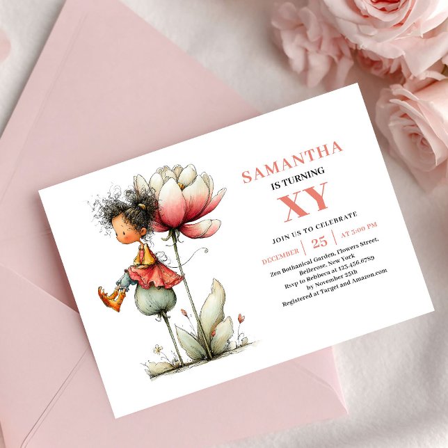 Convite de aniversário da menina fada da harmonia  (Harmony Fairy Girl Birthday Pink Blush invitation)