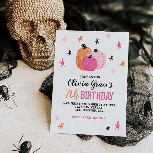 Convite de Aniversário da Menina no Halloween com  (Criador carregado)