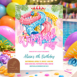 convite de aniversário da menina no parque aquátic