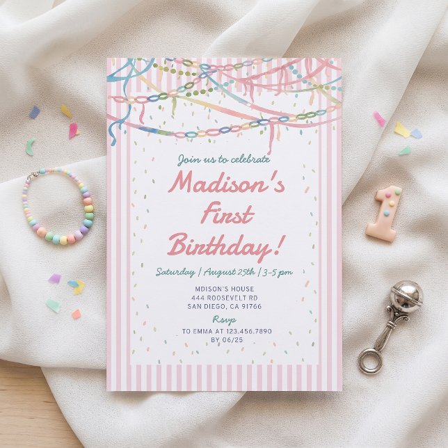 Convite de Aniversário da Menina Pastel Fancy Nanc (Criador carregado)