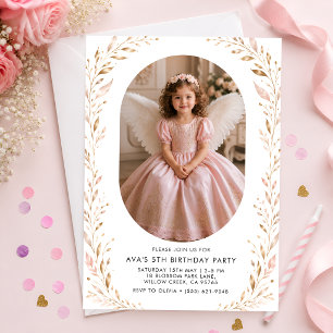 Convite de Aniversário da Menina Princesa Anjo