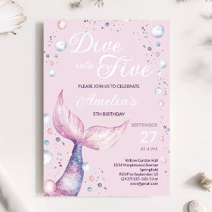 Convite de Aniversário da Menina Sereia Five