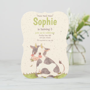 Convite de Aniversário da Menina Vaca Moo Moo Moo,
