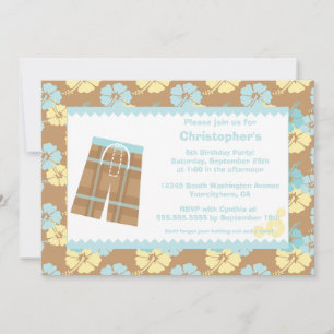 Convite de aniversário da natação do hibiscus do