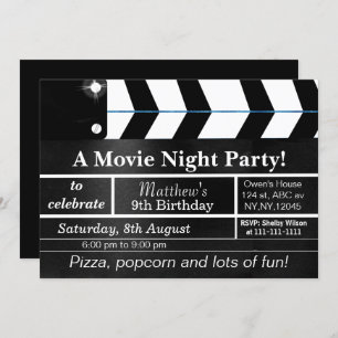 Convite de aniversário da noite de cinema