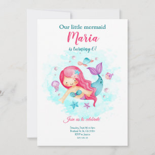 Convite de Aniversário da Nossa Pequena Sereia Men