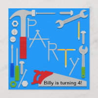 Convite de aniversário da oficina das ferramentas