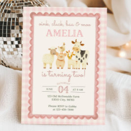 Convite de Aniversário da Pink Farm | Menina da Fa