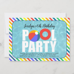 Convite de aniversário da Piscina da garota