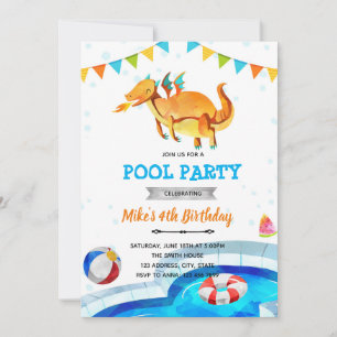 convite de aniversário da piscina da praia do drag