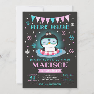 Convite de aniversário da piscina de inverno / Pin
