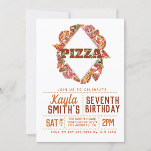 Convite de Aniversário da Pizza Party