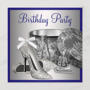 Convite de aniversário da prata dos azuis marinhos