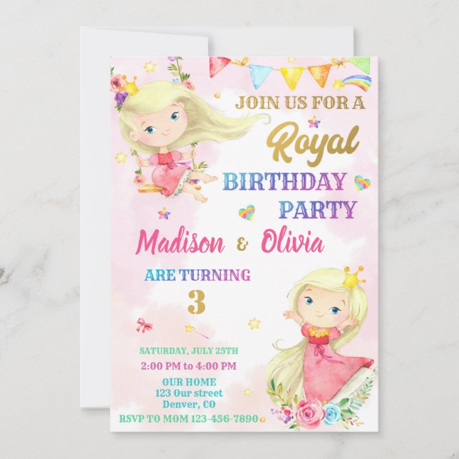 Convite de aniversário da Princesa Convite real (Frente)