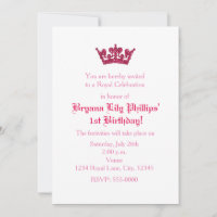 Convite de Aniversário da Princesa Coroa Brilho Ro