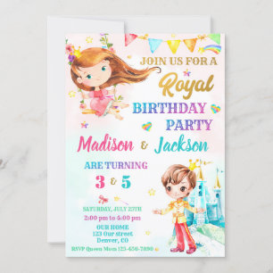 Convite de aniversário da Princesa e do Príncipe