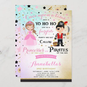 Convite De Aniversário Da Princesa E Pirata