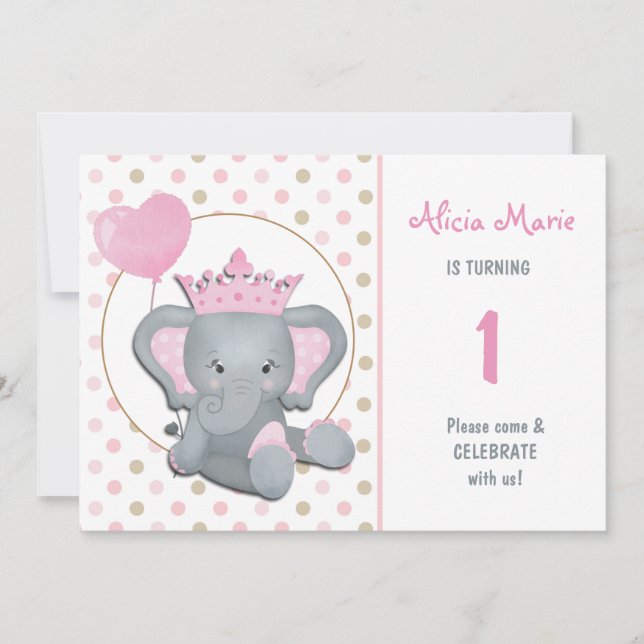 Convite de aniversário da Princesa Elefante (Frente)