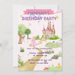 Convite de Aniversário da Princesa em Aquarela,
