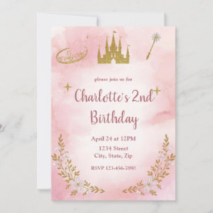 Convite de Aniversário da Princesa Encantada Rosa