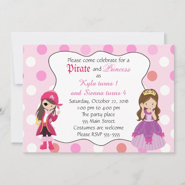 Convite de aniversário da Princesa Pirata (Frente)