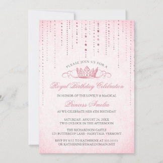 Convite de aniversário da Princesa Rosa bonito