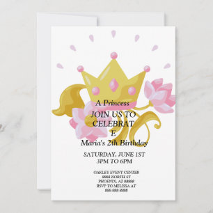 Convite de aniversário da princesa rosa e dourado.