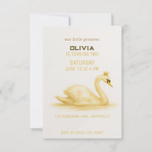 Convite de aniversário da Princesa Swan Swan, ouro