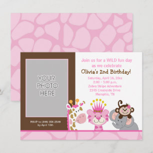 Convite de Aniversário da Rainha da Selva e Amigo