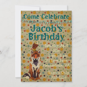 Convite de Aniversário da Raposa Vermelha e Coruj
