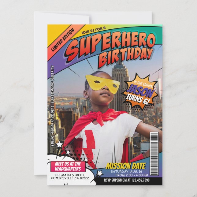 Convite de Aniversário da Revista de Super-Herói H (Frente)