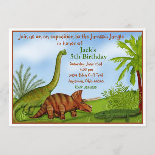 Convite de Aniversário da Selva Dinossauro Jurás
