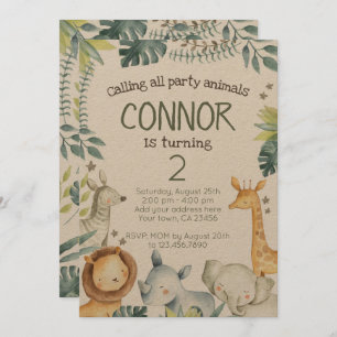 Convite de Aniversário da Selva Safari - Kraft