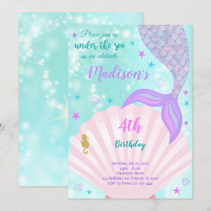 Convite de Aniversário da Sereia