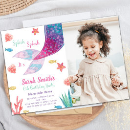 Convite de Aniversário da Sereia Rosa Escura