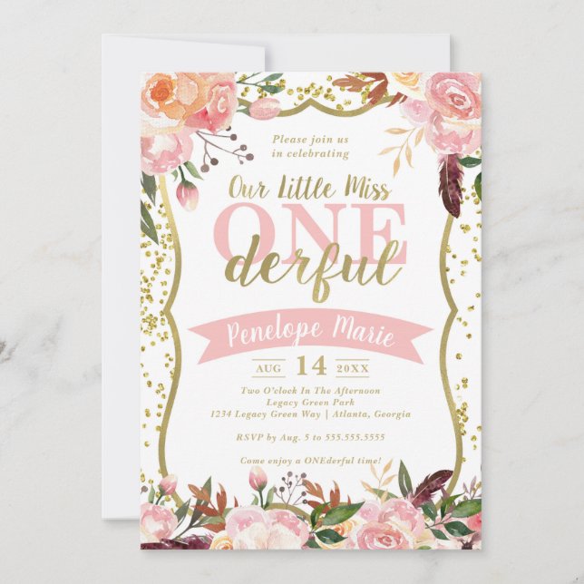 Convite de aniversário da Srta. ONEmagnifico (Frente)