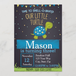 Convite de Aniversário da Tartaruga (azul)