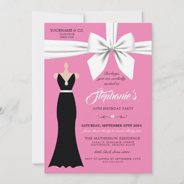 Convite de Aniversário da Tiffany, Elegante Rosa (Frente)