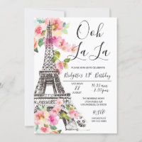 Convite de Aniversário da Torre Eiffel de Paris Fl
