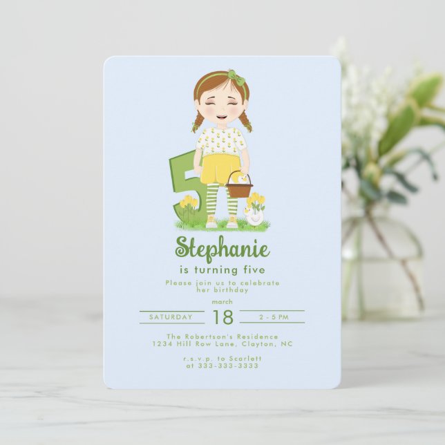 Convite de aniversário da Tulip (Em pé/Frente)