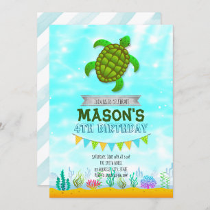Convite de aniversário da Turtle Party
