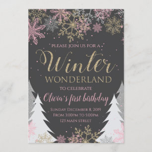 Convite de Aniversário da Wonderland Winter