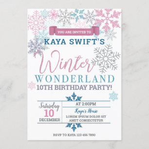 Convite de Aniversário da Wonderland Winter
