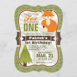 Convite de aniversário da Woodland Fox