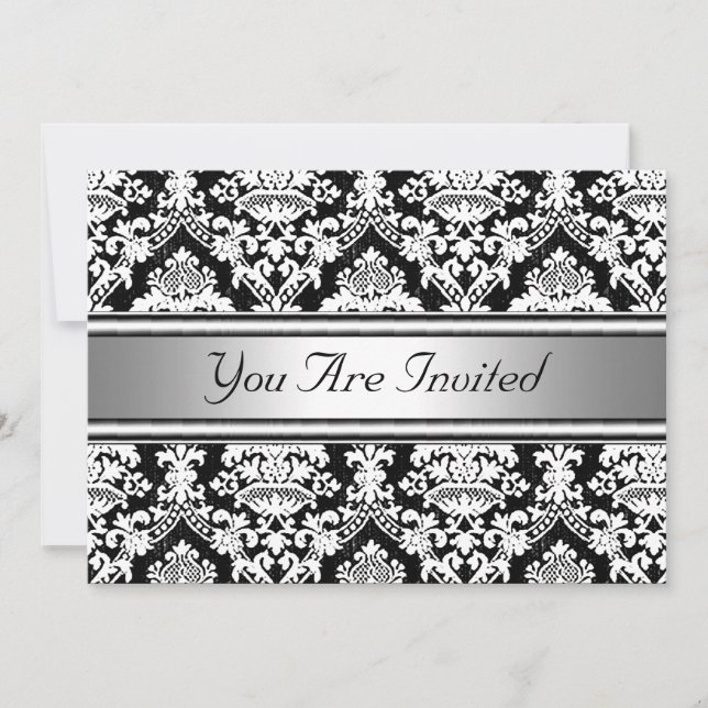 Convite de Aniversário Damask (Frente)