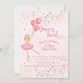 convite de aniversário dança de bailarina rosa aqu