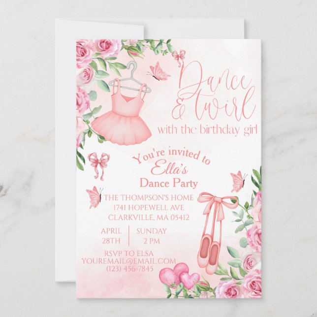 Convite de Aniversário Dança e Redemoinho (Frente)